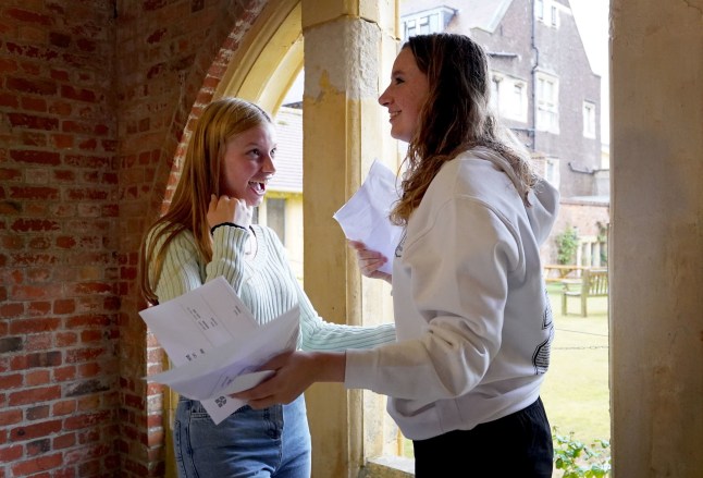 Students receive their GCSE results at Roedean School in Brighton, Sussex. Picture date: Thursday August 25, 2022. PA Photo. See PA story EDUCATION GCSEs. Photo credit should read: Gareth Fuller/PA Wire