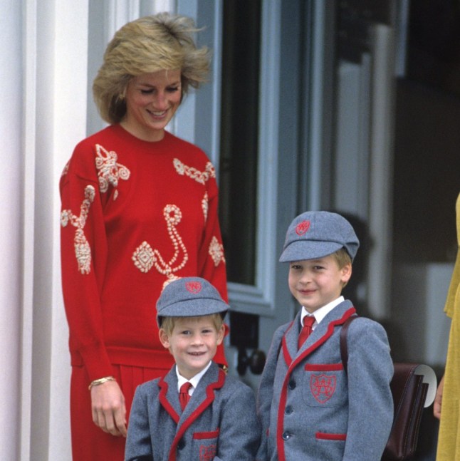 Princess Diana with Princes William and Harry at School Princess Diana taking Prince William and Henry Harry to Wetherby school London, Britain - 1989 Mandatory Credit: Photo by Nils Jorgensen/Shutterstock (5087242a)