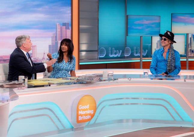 Editorial use only Mandatory Credit: Photo by Ken McKay/ITV/Shutterstock (14614355ag) Ed Balls, Ranvir Singh, Chico Slimani 'Good Morning Britain' TV show, London, UK - 01 Aug 2024