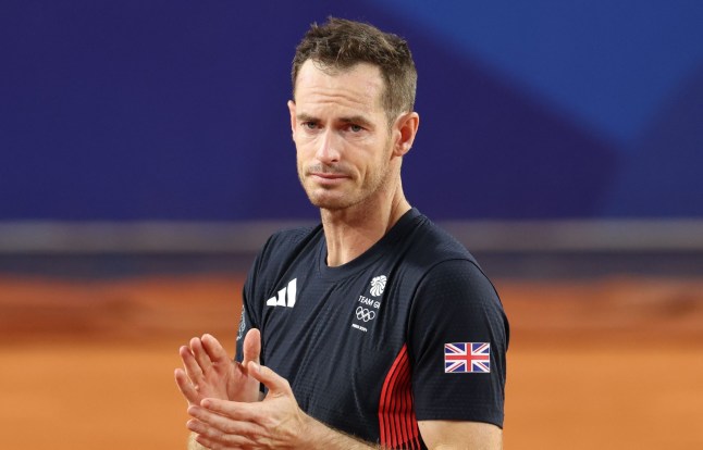 Mandatory Credit: Photo by Ryan Browne/Shutterstock (14614331hd) Andy Murray (Team Great Britain) plays their final game during the Men's Doubles Quarter-Final match against Taylor Fritz and Tommy Paul (Team USA) at the 2024 Paris Olympic Games, France, August 1, 2024 Paris 2024 Olympic Games, Day Six, Paris, France - 01 Aug 2024