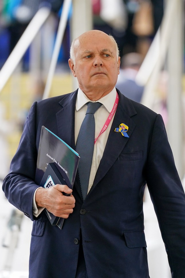 MANCHESTER, ENGLAND - OCTOBER 03: Iain Duncan Smith attends on the third day of the Conservative Party Conference on October 03, 2023 in Manchester, England. Home Secretary Suella Braverman will deliver her keynote speech to delegates at The Conservative Party Conference, at Manchester Central, and talks about reducing migration to the UK. (Photo by Ian Forsyth/Getty Images)