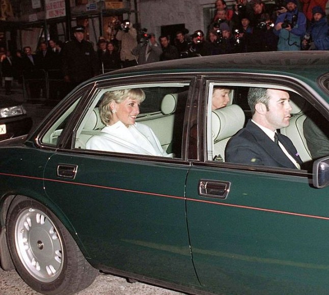 LONDON, UNITED KINGDOM - JANUARY 29: Princess Diana's New Chauffeur Drives Her In Her Jaguar From A Lunch Given By The Association Of American Correspondents At Brown's Hotel, London. (Photo by Tim Graham Photo Library via Getty Images)