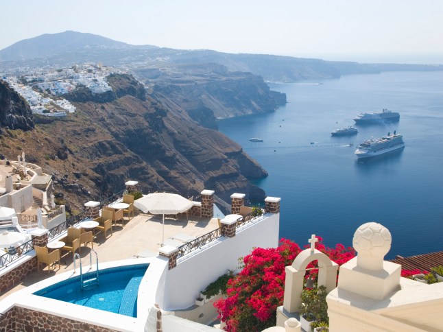 View from clifftop, Imerovigli, Santorini, Greece