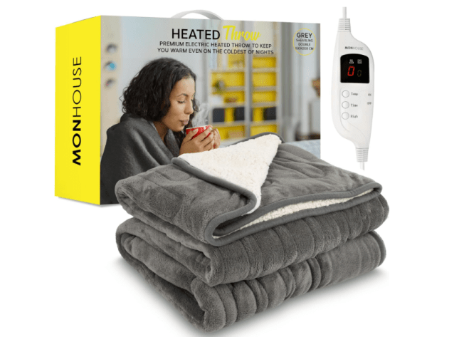 Image of MONHOUSE Heated Throw from Amazon