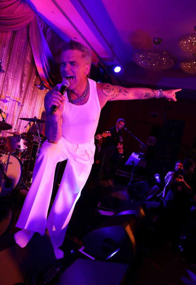 TORONTO, ONTARIO - SEPTEMBER 09: Executive producer Robbie Williams performs at the ???Better Man??? Canadian Premiere Post Reception at Shangri-La Toronto on September 09, 2024 in Toronto, Ontario. (Photo by Eric Charbonneau/Paramount Pictures via Getty Images)