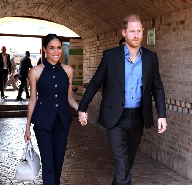 BOGOTA, COLOMBIA - AUGUST 15: Prince Harry, Duke of Sussex and Meghan, Duchess of Sussex seen during The Duke and Duchess of Sussex's Colombia Visit on August 15, 2024 in Bogota, Colombia. (Photo by Eric Charbonneau/Archewell Foundation via Getty Images)