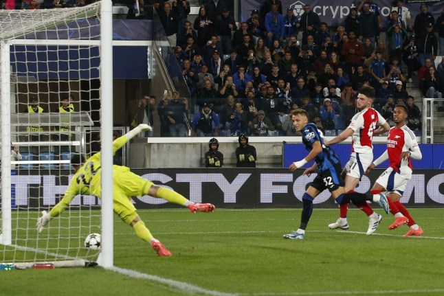 Mandatory Credit: Photo by Davide Casentini/IPA Sport/ipa-agency.net/Shutterstock (14730168ch) David Raya Of Arsenal FC Makes A Save Atalanta BC Vs Arsenal FC, 1?? Round Of Chanpions League 2024-25, Game At Gewiss Stadium In Bergamo (Bg), Italy, On September 19, 2024. Calcio - UEFA Champions League - Atalanta BC Vs Arsenal FC, Bergamo, Italy - 19 Sep 2024