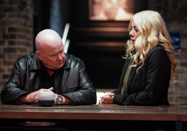 Phil and Sharon talk in Peggy's in EastEnders