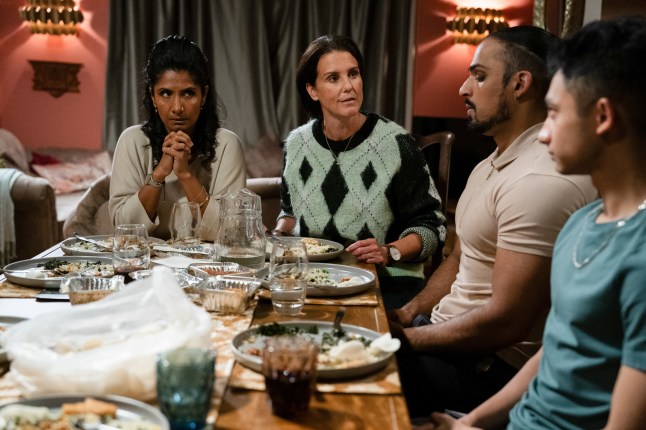 The Panesar family sit around the dinner table in EastEnders