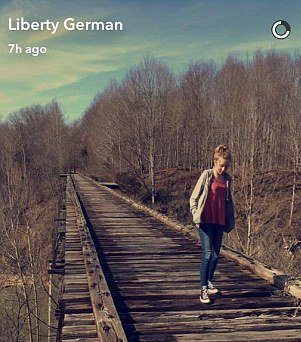 Liberty German posted these Snapchats of Abigail at at Monon High Bridge Trail close to when they started hiking around 2.07pm yesterday. They are the last photos of Williams Two bodies were found in the search of two 13-year-old girls on a riverbank just hours after they posted a final eerie photo online while hiking in Indiana. Police have not formally identified the bodies as Abigail Williams and Liberty German. For now they are just saying two bodies were found Tuesday afternoon near where the girls went missing along Deer Creek and said they suspect foul play. However, people were posting their condolences on Williams' mother's Facebook page and police have 'scaled back' the search for the girls. The bodies were discovered less than one mile away from the Monon High Bridge, where they were dropped off by family members at 1pm on Monday and were supposed to be collected later. Both of the girls' cellphones either died or were powered off.