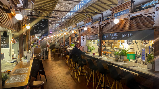 Turku market hall with restaurants