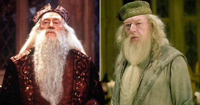 Richard Harris and Michael Gambon as Albus Dumbledore in the Harry Potter films