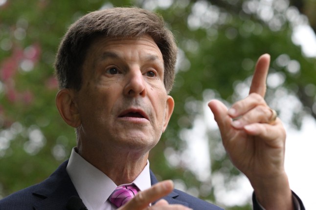 Historian and American University professor Allan Lichtman answers questions during an interview with AFP in Bethesda, Maryland, on September 7, 2024. Lichtman created a model using 13 true/false criteria to predict whether the presidential candidate of the incumbent party will win or lose the next election. According to his model, democratic candidate Kamala Harris will win the US elections in 2024. Lichtman has correctly called all but one election since 1984. (Photo by Pedro UGARTE / AFP) (Photo by PEDRO UGARTE/AFP via Getty Images)