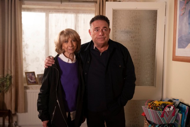 Gail Rodwell, played by Helen Worth, with John Thomson as Jesse Chadwick in Coronation Street