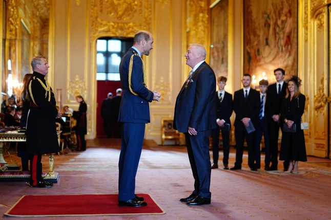 Mr. Alistair McCoist (Ally McCoist), from Renfrew, is made an Officer of the Order of the British Empire by the Prince of Wales at Windsor Castle. The honour recognises services to association football and to broadcasting. Picture date: Wednesday October 2, 2024. PA Photo. See PA story ROYAL Investiture. Photo credit should read: Aaron Chown/PA Wire