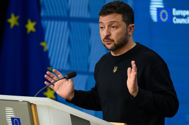 Mandatory Credit: Photo by Jonathan Raa/NurPhoto/Shutterstock (14793063i) Ukraine's president Volodymyr Zelensky gives a press conference on the sidelines of the European Council Summit in Brussels, Belgium, on October 17, 2024. European Council Summit Brussels - Volodymyr Zelensky Press Conference Peace Plan, Belgium - 17 Oct 2024