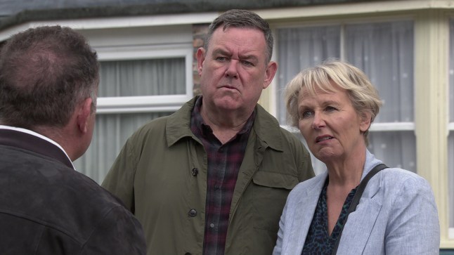 Editorial use only Mandatory Credit: Photo by ITV/Danielle Baguley/REX/Shutterstock (14736556ad) Coronation Street - Ep 11383 & Ep 11384 Wednesday 9th October 2024 Gail Rodwell arrives back on the street and is shocked to see Jesse, as played by John Thomson. Gail reveals to a stunned Eileen Grimshaw, as played by Sue Cleaver, that she and Jesse met years back in Thailand. As Jesse insists he needed to check Gail was okay, she ushers him into No.8. Also pictured - George Shuttleworth, as played by Tony Maudsley. 'Coronation Street' TV Show, Episodes 11369 - 11386 UK - Sep/Oct 2024 Coronation Street, is a British ITV long running television soap opera set in the fictional North of England town of Weatherfield, near Manchester. Created by Tony Warren, the series was first broadcast on December 9th, 1960, and was produced by ITV Granada.