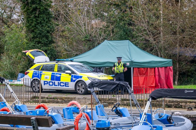 BNPS.co.uk (01202 558833) Pic: BNPS Date: 29/10/2024 Pictured: Police at the scene in Tuckton Tea Gardens. An elderly woman has died after falling into a river next to a tea gardens. The emergency services rushed to the Tuckton Tea Gardens on the River Stour in Bournemouth, Dorset, at 9.21am today after a member of the public saw a body in the water. The corpse was recovered and identified as that of a woman aged in her 80s.