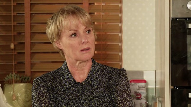 Sally in the kitchen of her home in Coronation Street