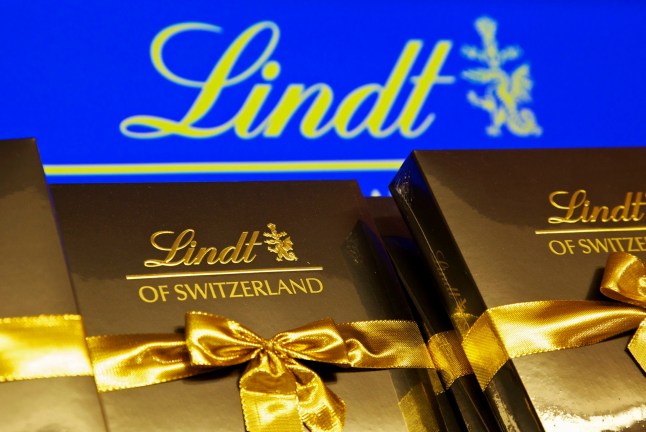 Lindt chocolate products sit on display inside the Lindt & Spruengli AG store at the company's factory in Kilchberg, near Zurich, Switzerland.