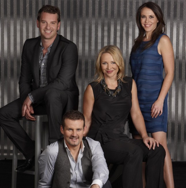 Lucas Fitzgerald, Libby Kennedy, Steph Scully and Toadie Rebecchi in Neighbours