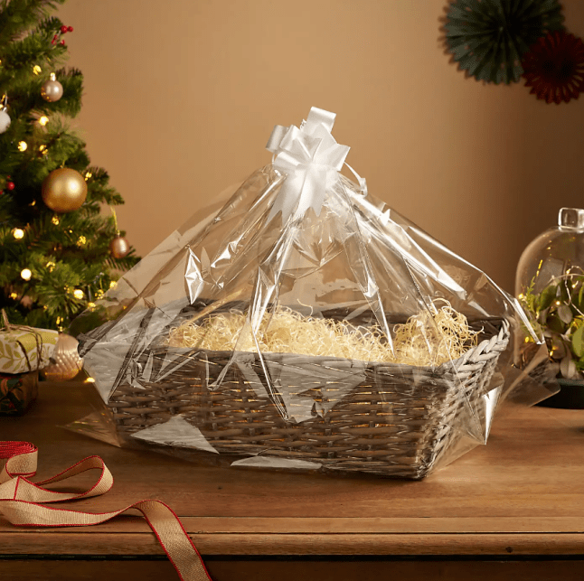 Image of Make Your Own Large Split Willow Grey Hamper with Cellophane from Dunelm