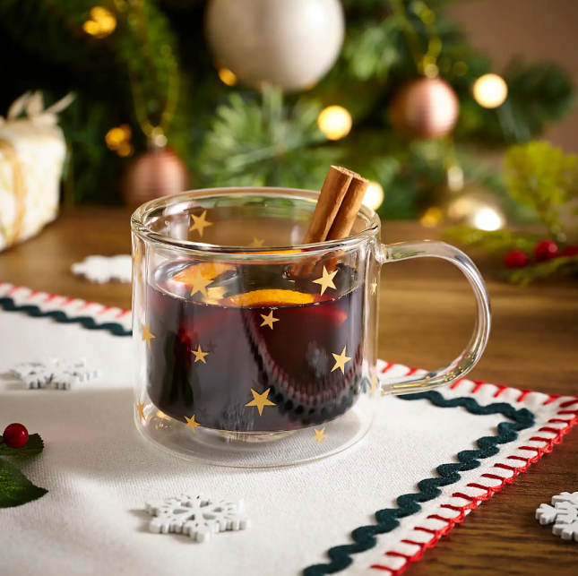 Image of Gold Star Double Walled Glass Mug from Dunelm