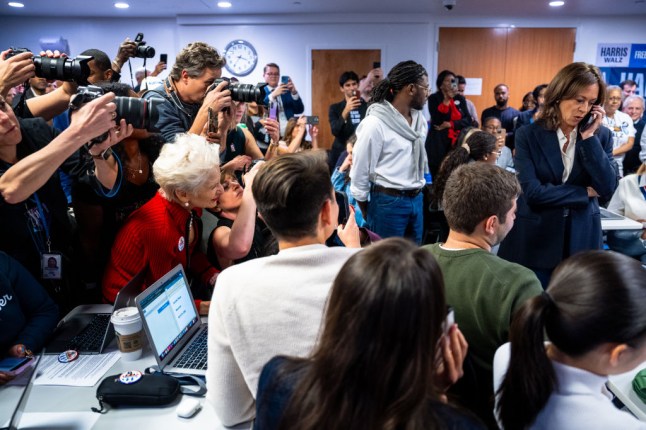 Democratic Presidential Nominee Vice President Kamala Harris Visits The Democratic National Committee Headquarters On Election Day