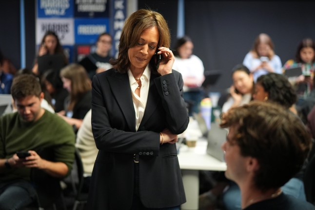 Democratic Presidential Nominee Vice President Kamala Harris Visits The Democratic National Committee Headquarters On Election Day