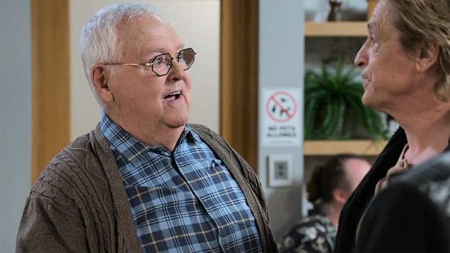 Harold Bishop smiles at Shane Ramsay in Neighbours