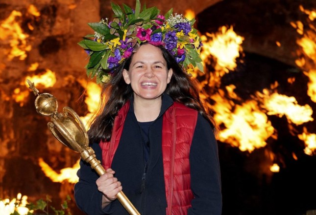 Editorial use only Mandatory Credit: Photo by Kieron McCarron/ITV/REX/Shutterstock (11155694y) Giovanna Fletcher is crowned Queen of the Castle 'I'm a Celebrity... Get Me Out of Here!' TV Show, Series 20, Show 20, Gwrych Castle, Wales, UK - 04 Dec 2020