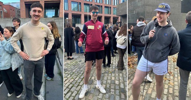 Three men side by side at a Paul Mescal lookalike competition