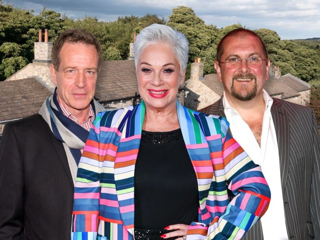 Jack Ellis, Denise Welch and Charles Day in Emmerdale village