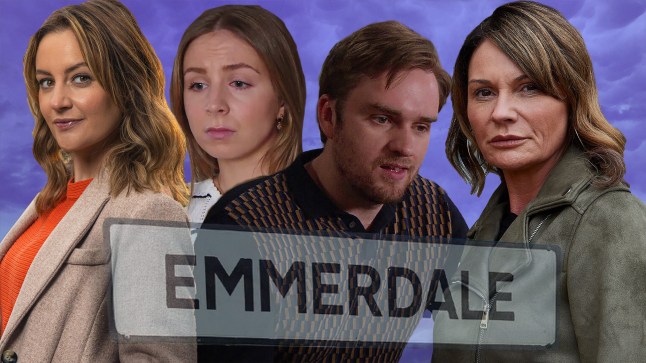 Emmerdale picture shows Ella Forster, Belle Dingle, Tom King and Chas Dingle