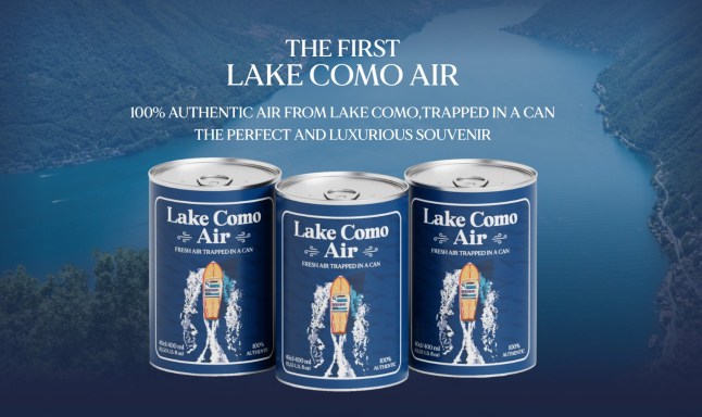 Three cans of air from Lake Como