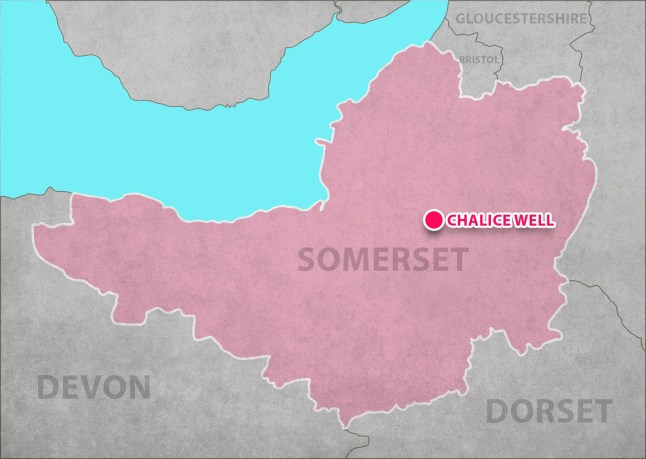 Chalice Well in Somerset on locator map