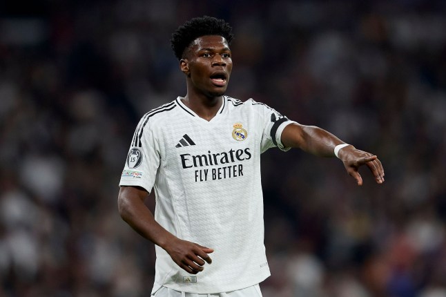 Mandatory Credit: Photo by Ruben Albarran/ZUMA Press Wire/Shutterstock (14869753x) Aurelien Tchouameni of Real Madrid CF during the UEFA Champions League football match between Real Madrid CF and AC Milan at Santiago Bernabeu Stadium in Madrid, Spain, November 5, 2024 Soccer 2024: Real Mardrid v AC Milan, Madrid, Spain - 05 Nov 2024