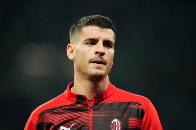 RESTRICTED TO EDITORIAL USE Mandatory Credit: Photo by Jose Breton/NurPhoto/Shutterstock (14869581gl) Alvaro Morata centre-forward of AC Milan and Spain during the warm-up before the UEFA Champions League 2024/25 League Phase MD4 match between Real Madrid C.F. and AC Milan at Estadio Santiago Bernabeu on November 5, 2024 in Madrid, Spain. Real Madrid C.F. v AC Milan - UEFA Champions League 2024/25 League Phase MD4, Spain - 05 Nov 2024