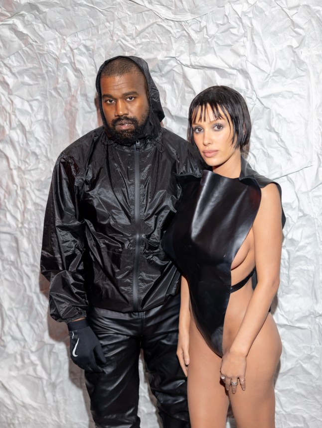 MILAN, ITALY - FEBRUARY 23: Kanye West and Bianca Censori attends the Marni fashion show during the Milan Fashion Week Womenswear Fall/Winter 2024-2025 on February 23, 2024 in Milan, Italy. (Photo by Arnold Jerocki/Getty Images)