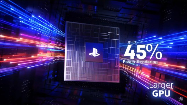 PS5 Pro trailer showing 45% faster rendering