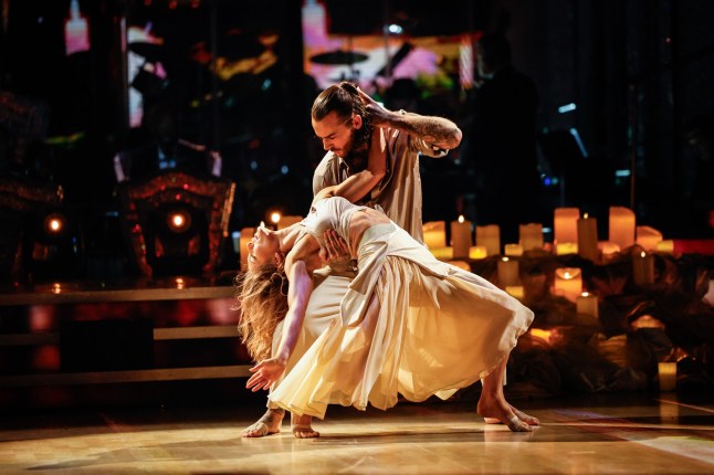 For use in UK, Ireland or Benelux countries only BBC handout photo of Pete Wicks and Jowita Przystal during the live show on Saturday for BBC1's Strictly Come Dancing. Picture date: Saturday November 9, 2024. PA Photo. See PA story SHOWBIZ Strictly. Photo credit should read: Guy Levy/BBC/PA Wire NOTE TO EDITORS: Not for use more than 21 days after issue. You may use this picture without charge only for the purpose of publicising or reporting on current BBC programming, personnel or other BBC output or activity within 21 days of issue. Any use after that time MUST be cleared through BBC Picture Publicity. Please credit the image to the BBC and any named photographer or independent programme maker, as described in the caption.