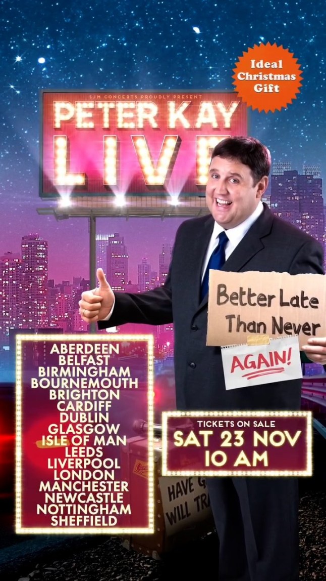 Peter Kay made a surprise announcement on Sunday about his record breaking tour during I'm A Celebrity...Get Me Out Of Here! The comedian appeared in an advert during the hit ITV series announcing his one-man show was bring extended as new dates are added over the next two years. In the new ad Peter was seen carrying a large gold toilet into his mum's iconic bungalow, a reference to the title of his 2002 Mum Wants A Bungalow tour, which had an elaborate mural of Freddie Mercury on the garage door. A voice yelled over to Peter, 'Is that Freddie Mercury?' Peter replied: 'Yeah she is obsessed with him'.