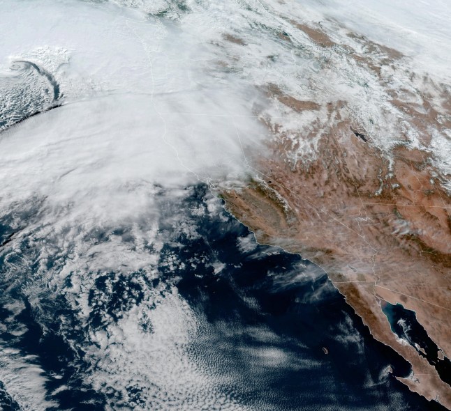 Mandatory Credit: Photo by NOAA/ZUMA Press Wire/Shutterstock (14924009a) A powerful winter storm brewing near the Pacific Northwest is forecast to bring damaging gusts, feet of mountain snow and heavy rain to parts of California, Oregon and Washington that could trigger flooding, mudslides and rock slides in the region. The storm, known as a 'bomb cyclone' is dragging an atmospheric river along with it, a plume of?moisture filled air that 'will act like a massive firehose of rain at low elevations and a giant snow gun over the high country.' Bomb Cyclone To Hit The Pacific Northwest, Pacific Coast, USA - 19 Nov 2024