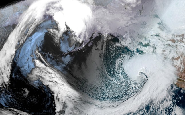 Mandatory Credit: Photo by NOAA/ZUMA Press Wire/Shutterstock (14924009c) A powerful winter storm brewing near the Pacific Northwest is forecast to bring damaging gusts, feet of mountain snow and heavy rain to parts of California, Oregon and Washington that could trigger flooding, mudslides and rock slides in the region. The storm, known as a 'bomb cyclone' is dragging an atmospheric river along with it, a plume of?moisture filled air that 'will act like a massive firehose of rain at low elevations and a giant snow gun over the high country.' Bomb Cyclone To Hit The Pacific Northwest, Pacific Coast, USA - 19 Nov 2024