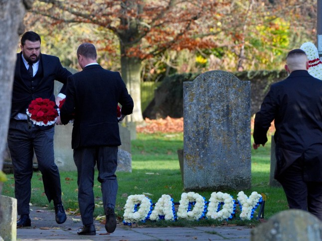 Funeral directors place a floral tribute which says "Daddy" outside the funeral service of One Direction singer Liam Payne at St Mary's Church in Amersham, Buckinghamshire. Picture date: Wednesday November 20, 2024. PA Photo. The singer died after falling from a third-floor balcony of the Casa Sur Hotel in Buenos Aires last month, at the age of 31. See PA story FUNERAL Payne. Photo credit should read: Jonathan Brady/PA Wire