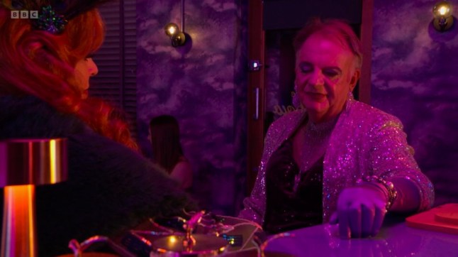 Elaine Peacock and Drew Peacock have a conversation at the Prince Albert in EastEnders