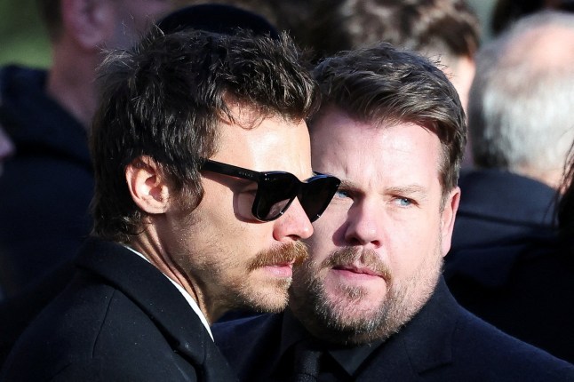 Harry Styles and actor and comedian James Corden after Liam Payne's funeral