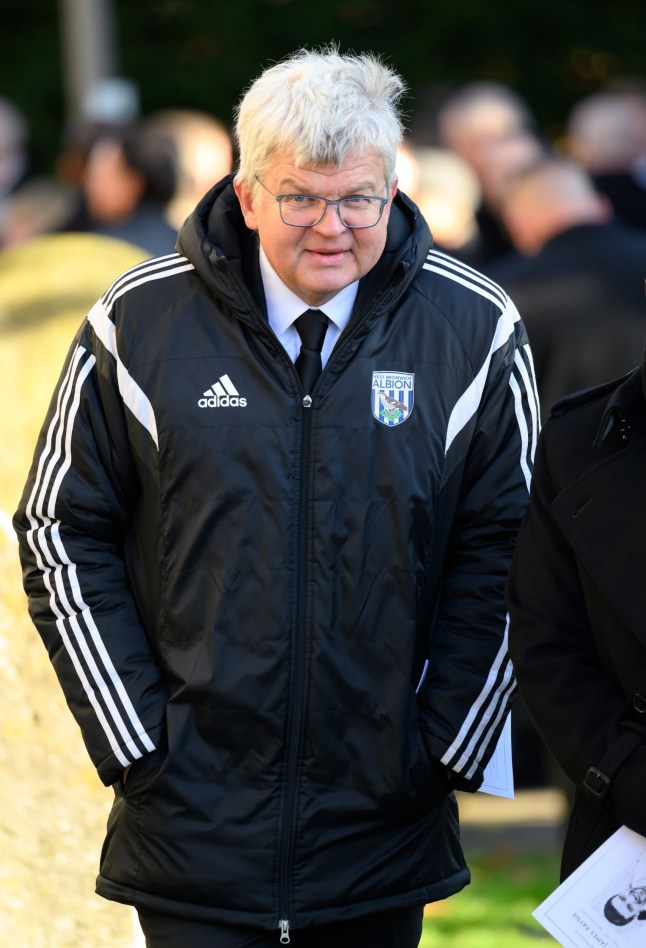 Adrian Chiles at Liam Payne's funeral wearing a West Bromwich Albion jacket