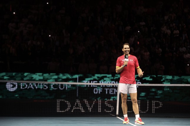 Mandatory Credit: Photo by Lorenzo Carnero/ZUMA Press Wire/Shutterstock (14928588cs) November 19, 2024 (malaga) The Davis Cup that started this Tuesday in M??laga knows to farewell. And it will be the last professional tournament of Rafa Nadal before his retirement. That's why the 38-year-old tennis player, one of the best in history, broke down to tears when he heard the anthem of Spain at the start of the match at the Mart??n Carpena Sports Palace. An emotional and very intense moment in which Nadal has been wrapped up by his whole family: from his parents to his wife, his son and his mother-in-law. Rafa Nadal Retirement: Final Professional Tournament, Malaga, Spain - 20 Nov 2024