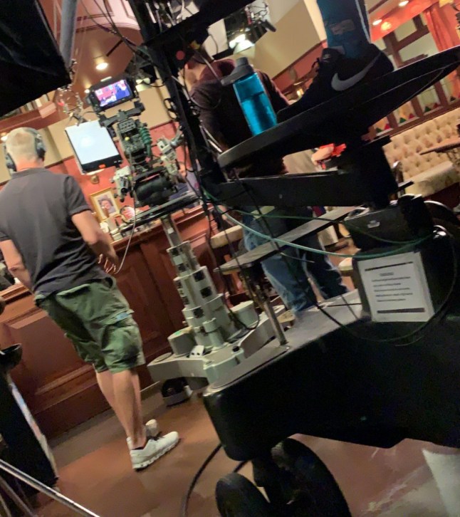 Coronation Street crew filming in the Rovers Return